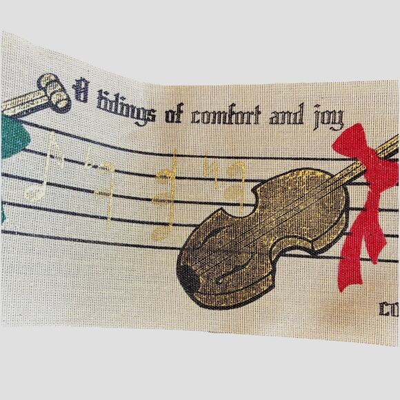 VTG Holiday Ribbon Musician Music Notes Violin Song Music Christmas RARE 2.5" - Picture 3 of 7